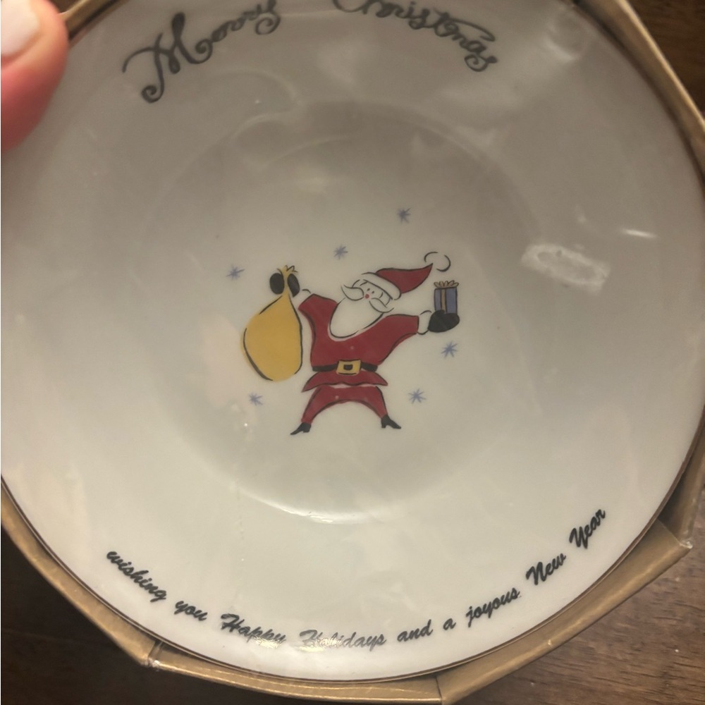 Vintage Merry & Brite Christmas porcelain bowls